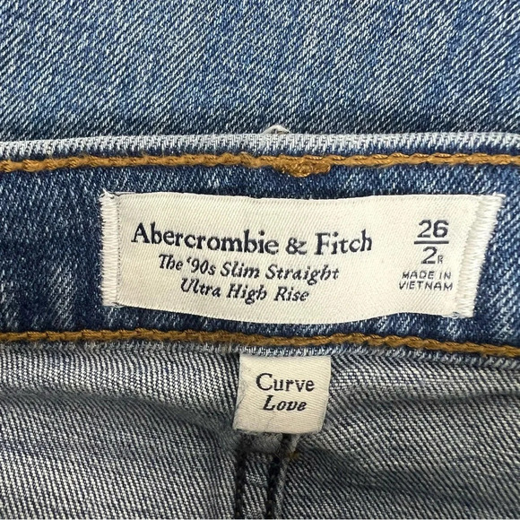 Abercrombie & Fitch 90s Slim Straight Ultra High Rise Jeans Size 26/2 Curve Love - Picture 8 of 9